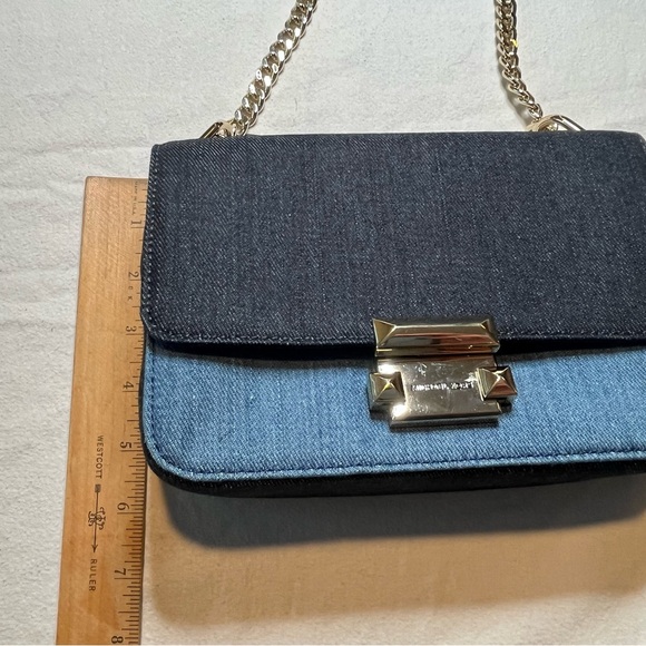 MICHAEL KORS Sloan Signature Denim Chain Strap Small Shoulder Crossbody Bag - Picture 11 of 12